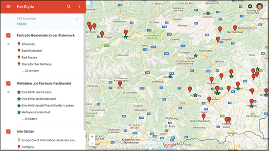 Steirische Fairtrade-Gemeinden auf Google-Maps